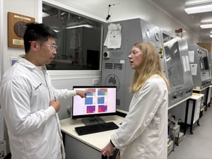 CSIRO IMAGE 1 Dr Lingping Zeng and Dr Regina Sander at CSIROs Subsurface Energy laboratories in Clayton, Victoria assessing potential for orang