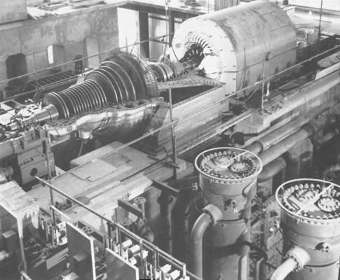 Inside the guts of Collinsville unit 1 (30 MW), circa 1968